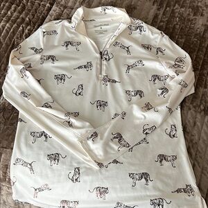 SanSoleil cream and bronze Quarter-Zip Tiger Print Pullover. 50 SPF! ☀️